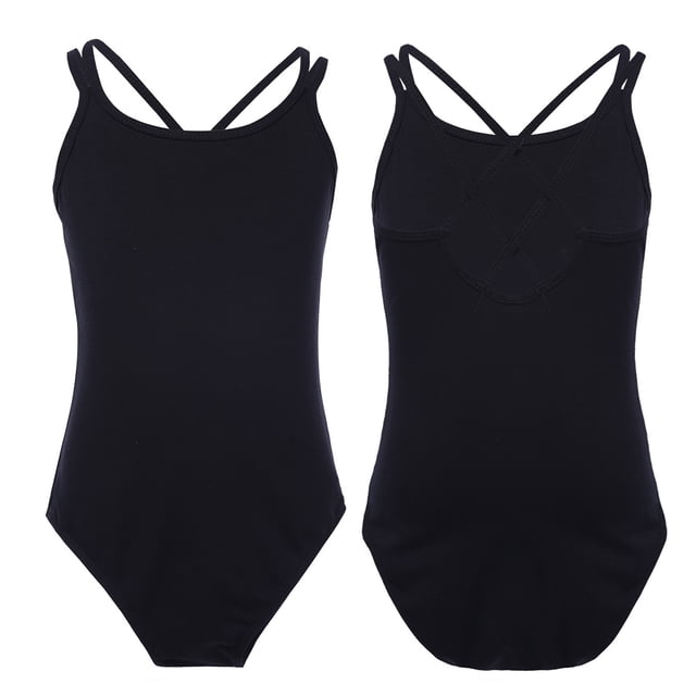 Kaerm Justaucorps de Danse Sans Manches pour Filles, Dos Croisé, Classique, Noir