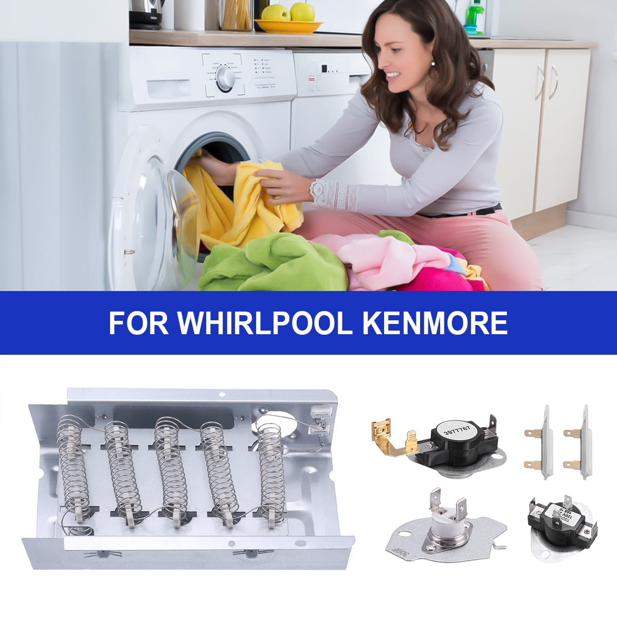 Dryer Heating Element Kit 279838 for Whirlpool 3387134 3977393 3977767 3392519