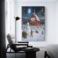 thumbnail image 3 of Cute Snowman Winter Holiday Canvas Picture 20x30inch Canvas Prints Whimsical Winter Scene of An Old Red Barn with Snowman Wall Art for Living Room for Office Kitchen Living Room Decor Unframed, 3 of 8