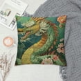 thumbnail image 2 of Chilfamy Chinoiserie Pillow Covers Green Pink Dragon Floral Throw Pillow Covers，Farmhouse Outdoor Decorative Pillow Covers Square Cushion Case for Couch Living Room Sofa Car Decor White, 2 of 5