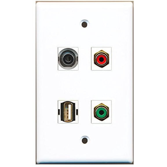 RiteAV - 1 Port RCA Red 1 Port RCA Green 1 Port USB A-A 1 Port 3.5mm Wall Plate