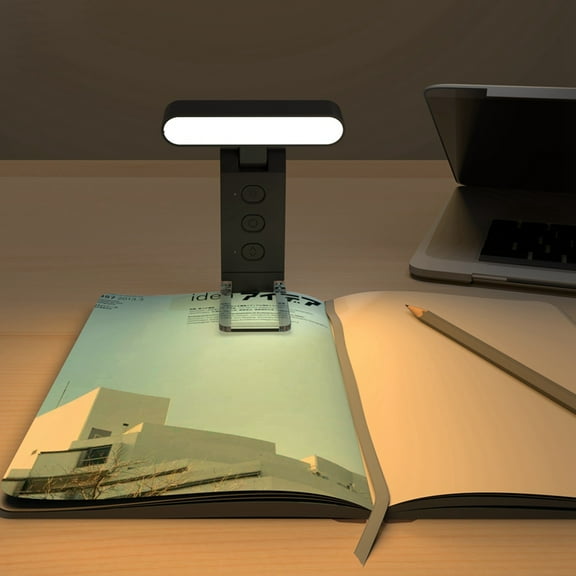 USB Clip Reading Light Folding Book Light Led Reading Light Portable Rechargeable Book Light 6 Brightness Dimmable Black