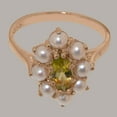 thumbnail image 5 of LBG British Made 14k Rose Gold Natural Peridot & Cultured Pearl Womens Statement Ring - 33 size options - Size 7, 5 of 6