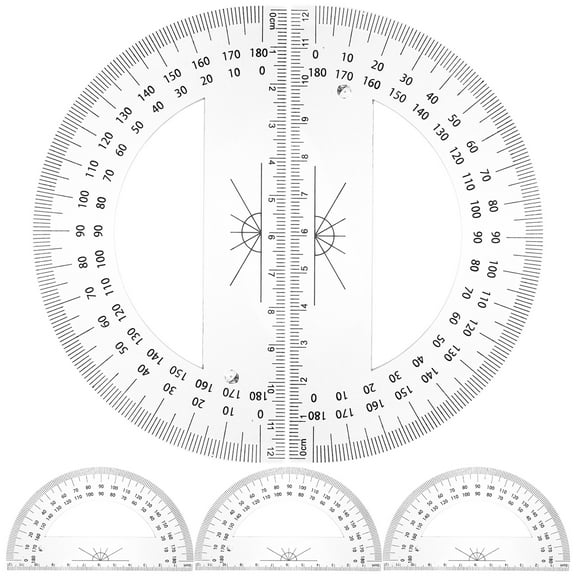 Protractor Geometry Half Circle Plastic Measuring Math Student Semicircle Horns Stationery 5 Pcs