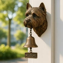 Welcome Doorbell with Antique Westie Sculpture, Gentle Chime, and 'WELCOME' Sign - Ideal for Front Doors, Porches, and Garden Gates(D)