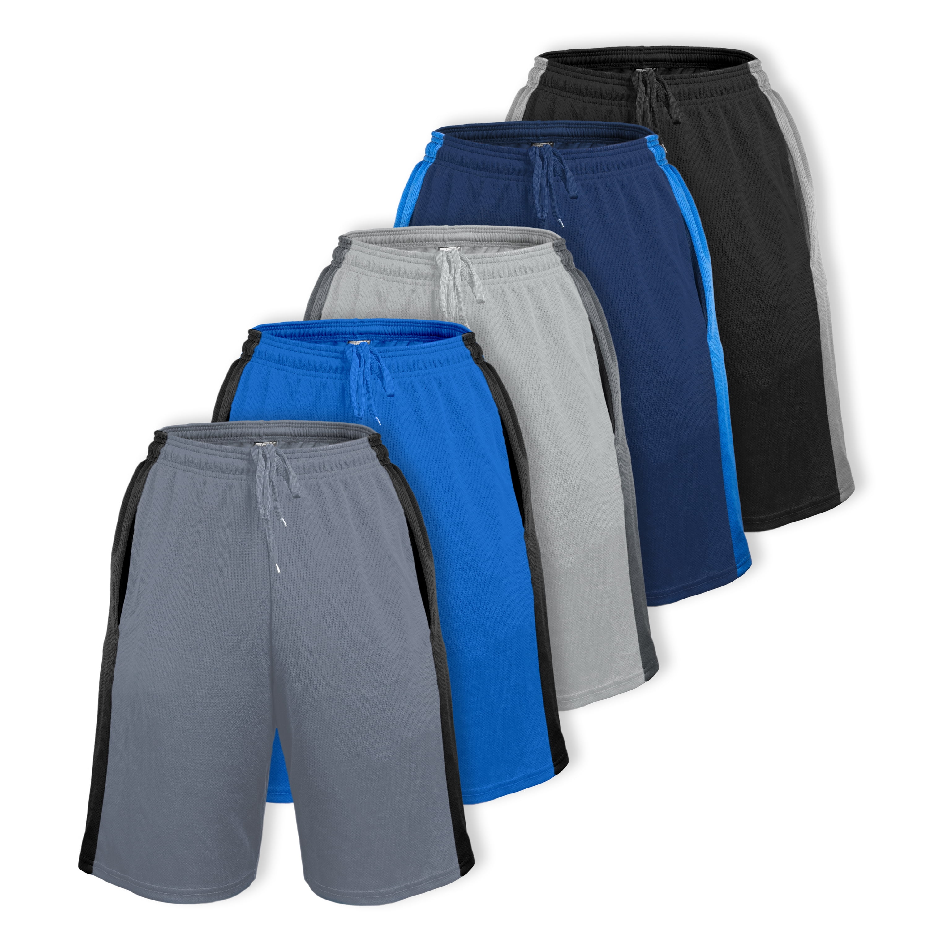 Mens Premium Active Athletic Performance Shorts with Pockets 5 Pack