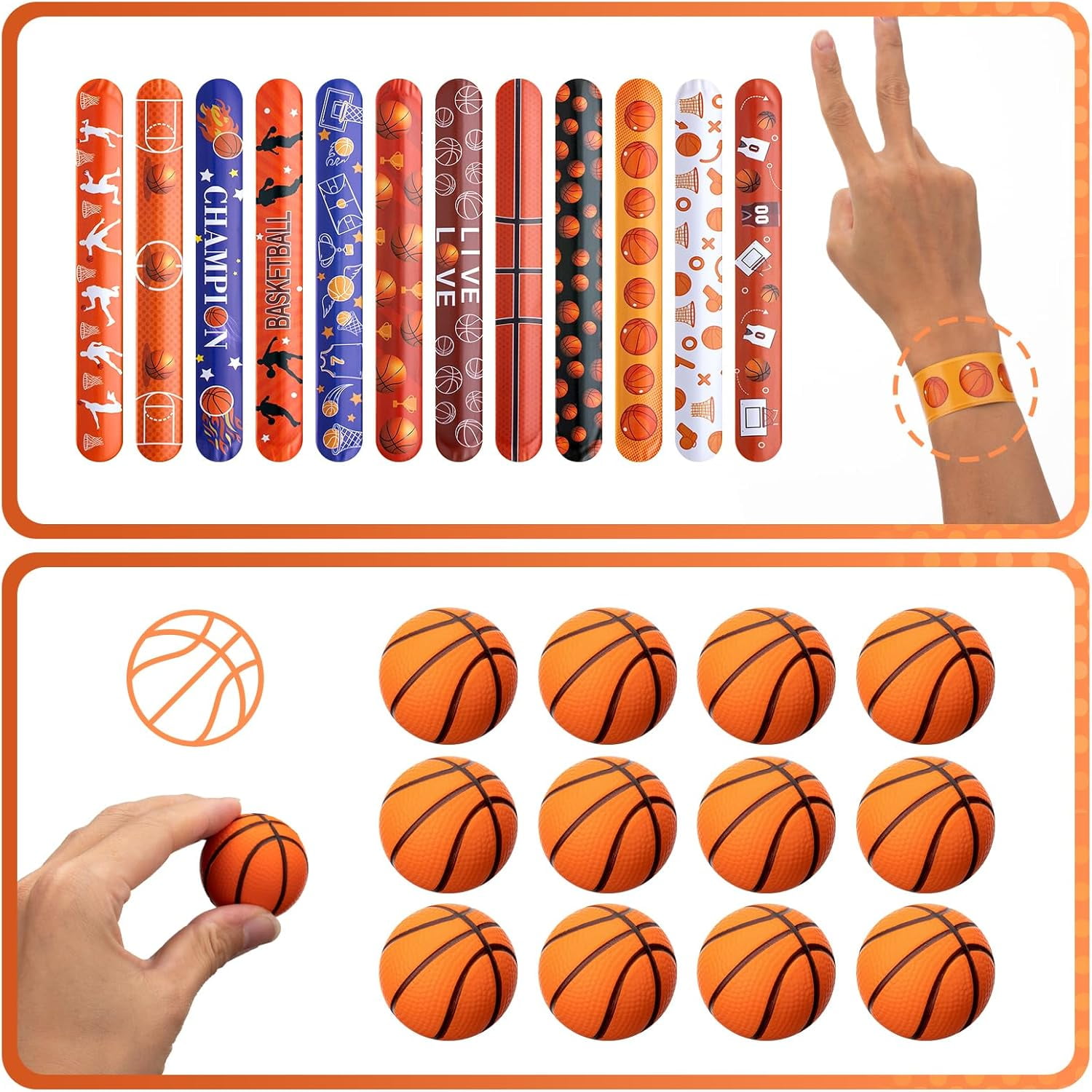 170 Pcs Basketball Party Favors Pack with Cups Straws Stress Ball Silicone Wristbands Slaps Bracelets Keychains Stickers Whistles Thank You Tags Goodie Bags for Basketball Birthday Party Supplies