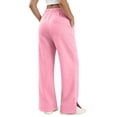 thumbnail image 5 of Edvintorg Flowy Pants For Women High Waisted Plus Size Fashion Wide Leg Casual Trousers With Pockets Women Clothing Pink XXXL, 5 of 8