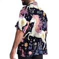 thumbnail image 3 of Starry Unicorn Men's Short Sleeve Printed Button Down Beach, Casual, Poplin Shirts for Summer Vacation, 3 of 6