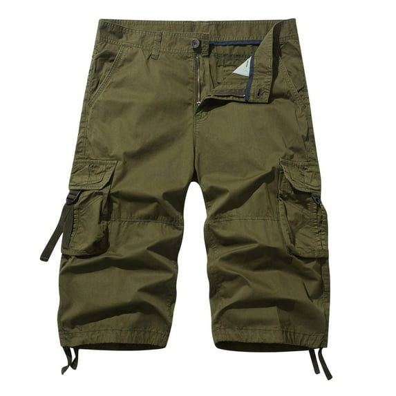 SOOMLON Men's Cargo Shorts Sports Workwear Casual Loose Shorts Jogging Pocket Bohemian Shorts Beach Work Trouser Cargo Shorts Army Green M