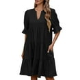 thumbnail image 2 of Ahuyic Womens Summer Casual Dress,Womens Plus Size Dress,Womens Solid Color And Linen Sleeveless Large Dress,Black,S, 2 of 5