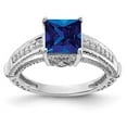 thumbnail image 4 of 925 Sterling Silver Rhodium-plated Synthetic Blue Sapphire and Cubic Zirconia Ring Size 6, 4 of 7