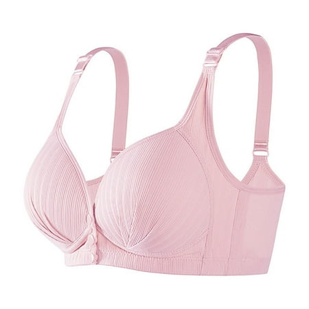 Summer Savings Akafmk Plus Size Bras for Women  Nursing Bras for Breastfeeding  Women s Front Opening Bra Fixed Cup Gathering Sagging Nursing Bra Without Steel Ring Comfortable Pink M