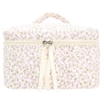 thumbnail image 1 of Bolsa de maquillaje PAZIMIIK acolchada, vintage, de viaje, floral, rosa, 1 of 5