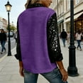 thumbnail image 6 of ClodeEU Womens Color Blocked Faux Sequins Long Sleeve Lapel Button Loose Sweatshirts Purple,Womens Plus L, 6 of 6