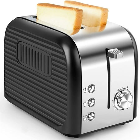 

MINUSE 2 Slice Toaster Extra-Wide Slot Toaster With Reheat/Defrost/Cancel Function 6 Shade Settings Compact Toasters For Bread Waffles Removable Crumb Tray Silver Black