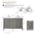 thumbnail image 3 of Vanity Art 54" Bathroom Vanity with Sinks and Engineered Marble Top, Freestanding Storage Cabinet with 2 Drawers, 2 Shelves and 1 Flip Down Tray, 3 of 6