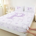 thumbnail image 3 of jejeloiu Personalized Letter P Twin Sheet Sets,Monogrammed Theme Twin Fitted Sheet,Ribbon Bow Knot Flat Sheet,Ultra Soft Bedroom Decor,3-Piece, 3 of 7