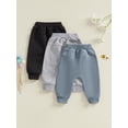 thumbnail image 6 of 3 Pack Toddler Baby Boys Sweatpants 0 6 12 18 24 Months 2T 3T Solid Color Elastic Waist Trousers Bottoms Casual Pants Long Pants, 6 of 9