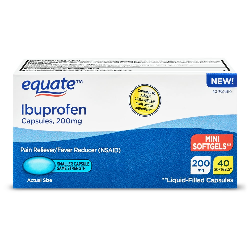 Equate Ibuprofen Mini Softgels, 200 mg, 40 Count