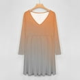 thumbnail image 4 of Orange Gray Gradient Long Sleeve Dresses For Women Vintage Elegant Party Dress Oversized V-neck Dress S-8XL, 4 of 7