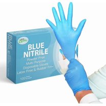 EcoQuality Medium Nitrile Exam Gloves - Disposable, Latex Rubber Free, Powder Free, Medical Exam Gloves, Non Sterile, Food Safe, 4 Mil, Indigo Color, Convenient Dispenser (300)
