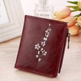 thumbnail image 4 of Pu Women's Mini Wallet Multifunctional Plum Flower Pattern Wallet Zipper Small Wallet Coin Purse, black, 4 of 5