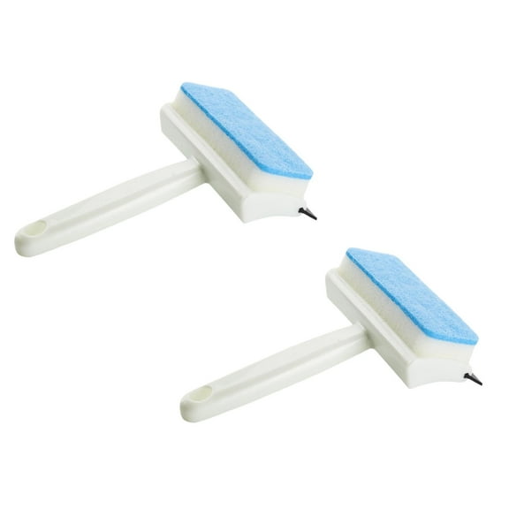 2-in-1 Double Sided Cleaning Brush – Sponge & Rubber Squeegee Combo, 2-Pack for Windows, Mirrors, Toilets & Bathroom Floors