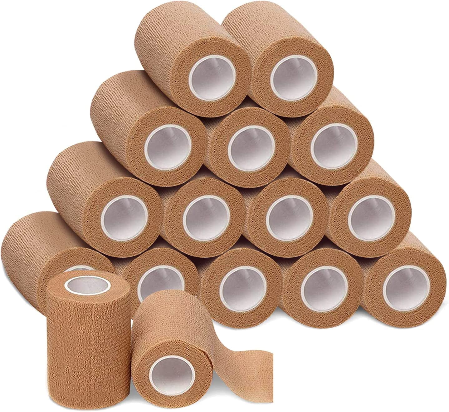4in Wide Self Adherent Cohesive Wrap Bandages (16 Pack), 5 yds Self
