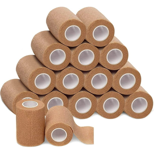 4in Wide Self Adherent Cohesive Wrap Bandages (16 Pack), 5 yds Self