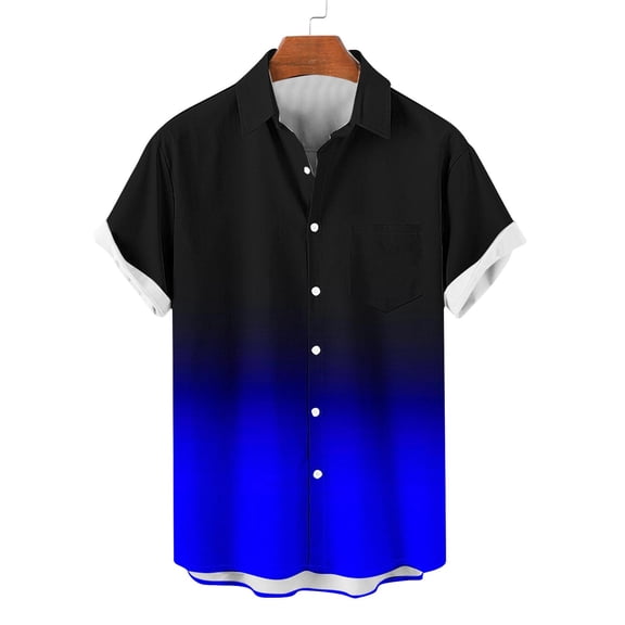 S-5X Plus Size Mens Big & Tall Shirts Short Sleeve Button-Down Tshirts Shirt with Pocket and Collared Gradient Printed Hawaiian Beach Tees Tops