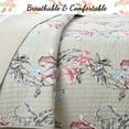 thumbnail image 5 of Cozy Line Home Fashions Taupe Khaki Floral Blooming Cotton Reversible Quilt Bedding Set, Coverlet, Bedspread (Taupe Blooming, Queen - 3 Piece), 5 of 6