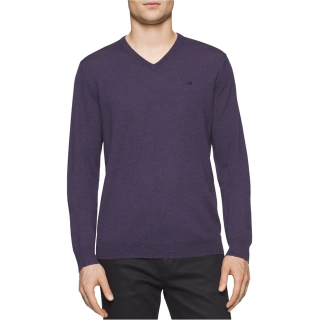 Calvin Klein Mens Knit Pullover Sweater, Purple, Large