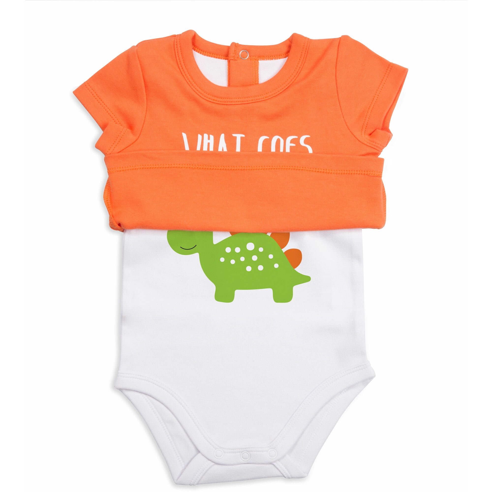 Pavilion Gift Company - Orange Dino - 6-12 Months Shw-onesie