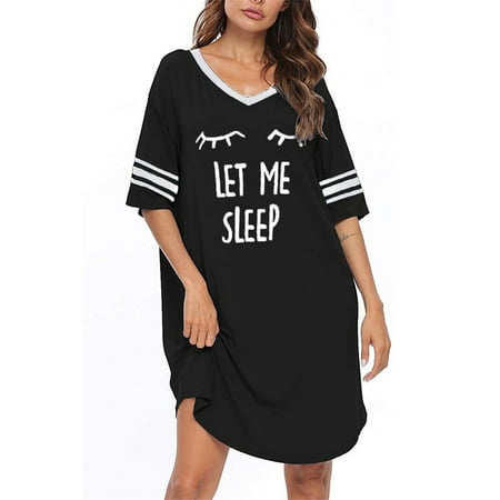 

Dellytop Women s Short Sleeve V Neck Oversized Shirt Nightdress