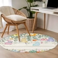 thumbnail image 5 of Round Area Rug 3ft, Abstract Easter Rabbit Egg Non-Slip Non-Shedding Floor Mat, Spring Flower Leaf Wood Board Washable Sturdy Carpet for Living Room Bedroom Home Decor, 5 of 9