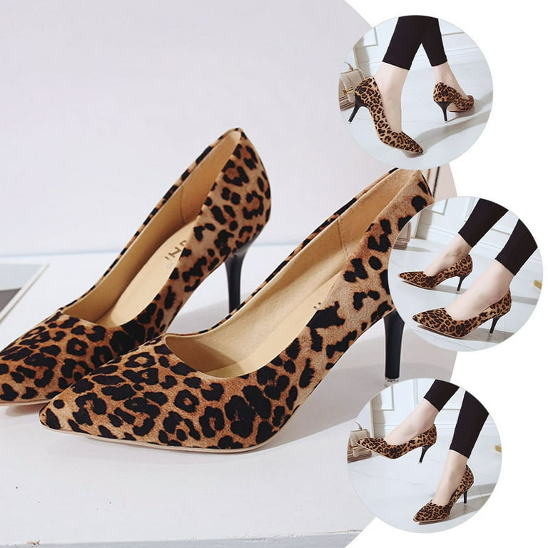 1 Pair Leopard Print High Heel Women Pumps Single Shoes High Heel Shoes Pointed Toe Women Pumps