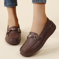 thumbnail image 6 of Willtoo Womens Wide Toe Loafers Slip On Casual Platform Walking Shoes Metal Buckle Lightweight Comfort Daily Work Loafers, 6 of 6