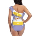 thumbnail image 5 of Easygdp Corgi Washing in Bathtub Women's One Shoulder Ruffle Monokini Bathing Suits with Removable Chest Pad, Quick Drying - Small, 5 of 8