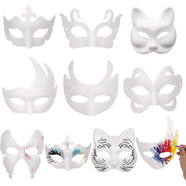 50 máscaras de papel maché sin pintar, máscaras de mascarada en blanco, máscaras de papel maché de media cara blanca para fiestas de Halloween, fiestas de disfraces,