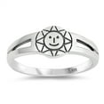thumbnail image 1 of Oxidized Sun Smiley Face Aztec Symbol Ring .925 Sterling Silver Band Jewelry Female Male Size 6, 1 of 4