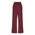 thumbnail image 6 of Posijego Womens Plaid Linen Pants Elastic Mid Waist Drawstring Wide Leg Pants Lounge Pants with Pockets, 6 of 8
