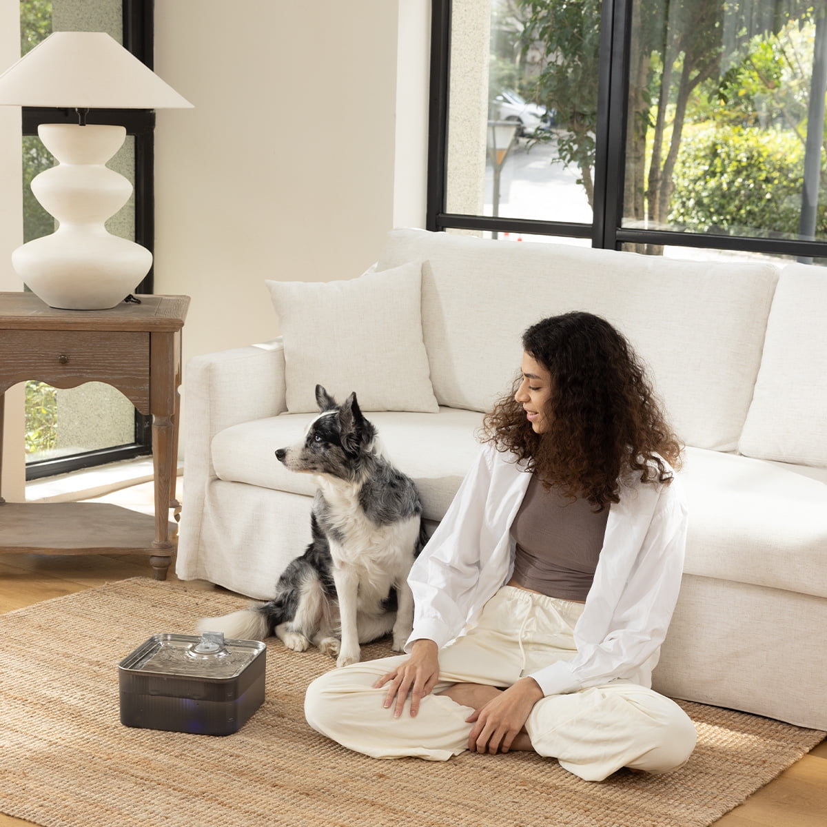 FUKUMARU 7L Dog Fountain Dispenser with 3 Filters, Ultra Quiet Dog Water Fountain, Stainless