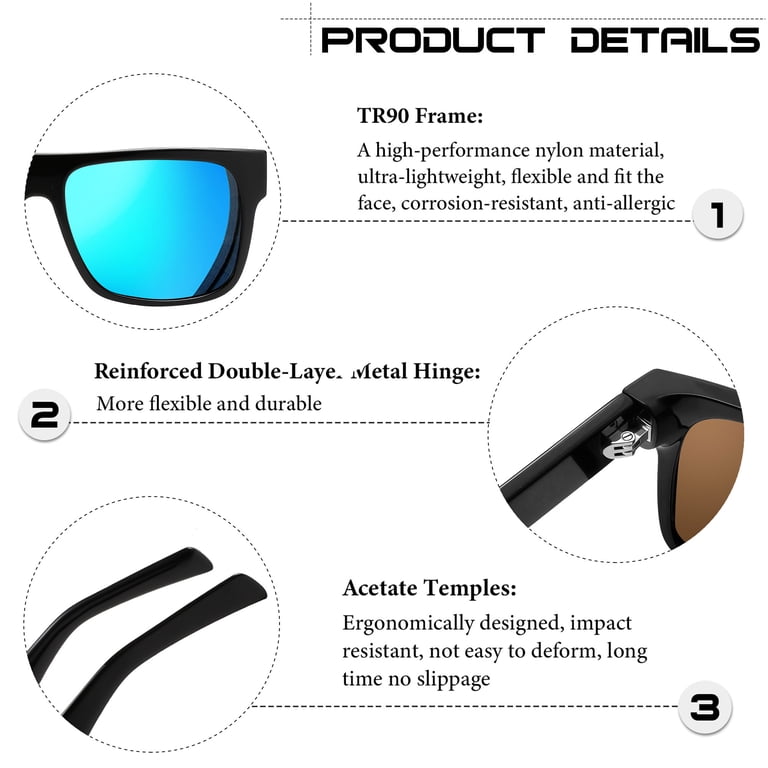 KANASTAL Sunglasses for Women Men Polarized, Acetate Temple  display picture 2