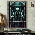 thumbnail image 2 of 1 PC, 2D Flat/ window banner, zombie design pattern in a cage, 31.5x 47.2 inches (80x120cm), fashionable 2D pattern, autumn gratitude for the dead Halloween window banner, home kitchen window outdoor, 2 of 5