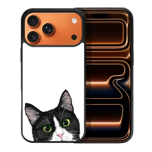 WIRESTER Shockproof Soft Rubber Cover Case for Apple iPhone 17 Pro Max 6.9" 2025, Animal Black White Tuxedo Cat