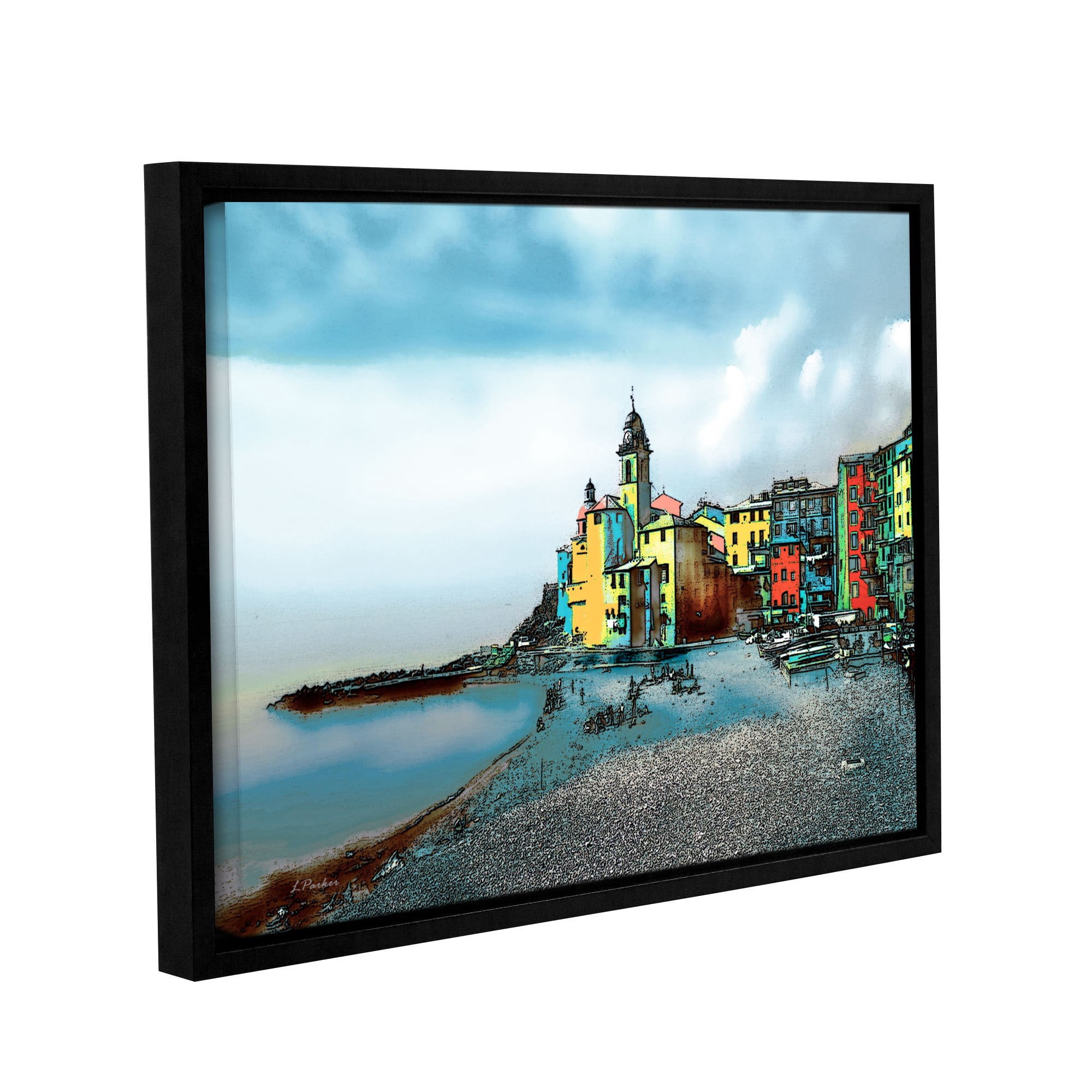ArtWall Linda Parker "Camogli, Italy Beachside" Gallery-wrapped Floater-framed Canvas