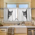 thumbnail image 2 of Yayeee Kitchen Curtains Tier Set of 2 Light Filtering 57"x24" Over Sink Window Panels, Black Cute Cat, 2 of 7
