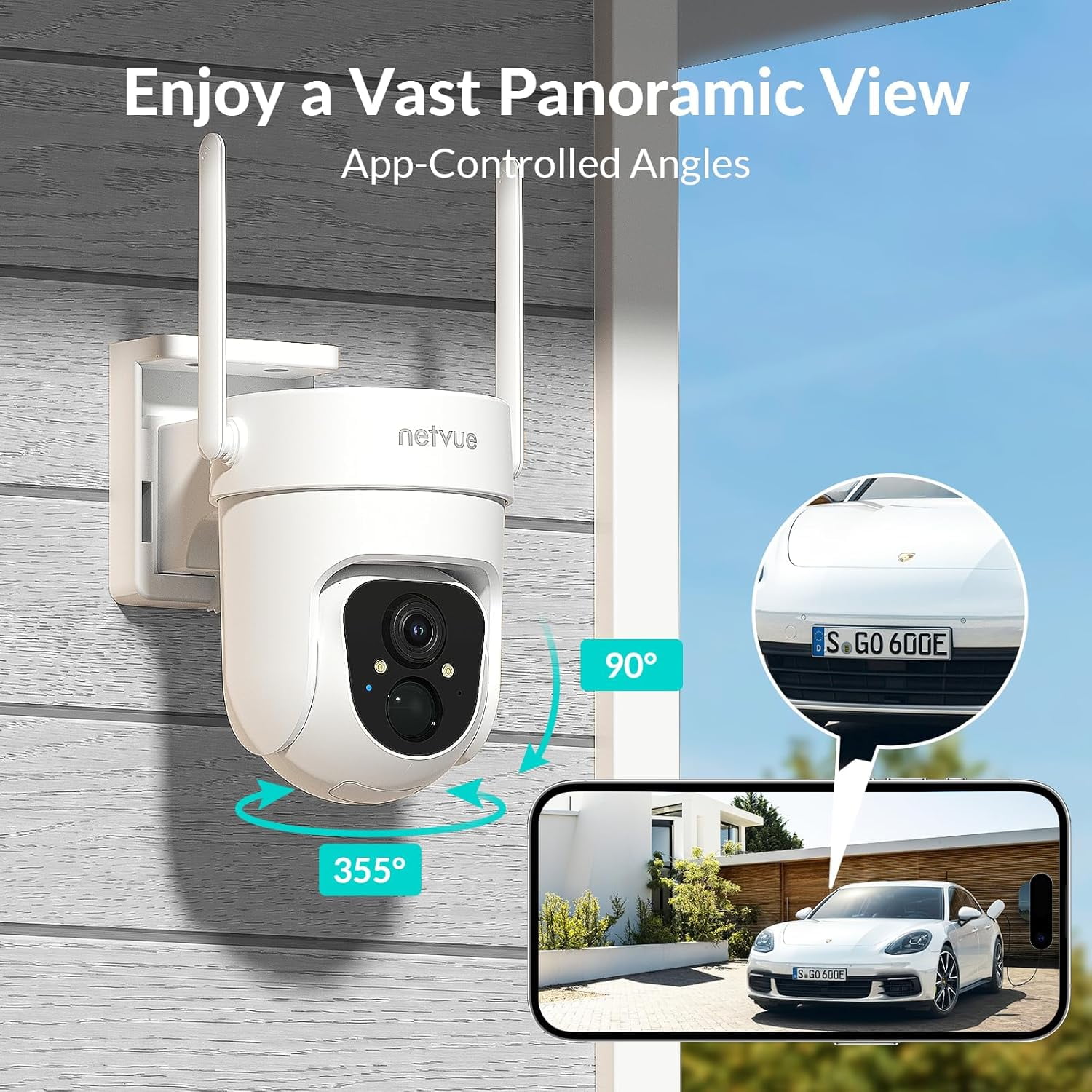 Security Cameras Wireless Wi-fi, Netvue 360° View Home Surveillance Outdoor Cameras, Only 2.4G Wifi