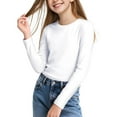 thumbnail image 4 of Favoffer Girls Undershirts Kids Long Sleeve Dance Velvet Inner Winter Solid Color Long Sleeve Base Layer Tops Fleece-Lined Slim Fit Tees Toddler Teen 1-15Y, 4 of 7